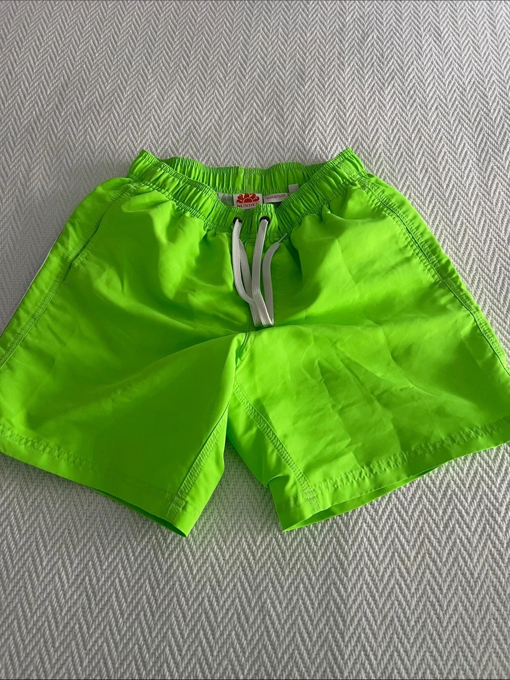 SUNDEK kids Bright Green Swim/Beach Shorts with Drawstring